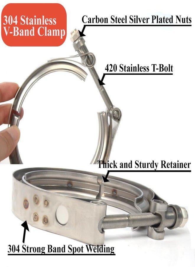 Elifecenter 3.5 Inch Exhaust V band Clamp 3-1/2" Stainless Steel V-Clamp for 3.5" OD Flange Kits - Image 2